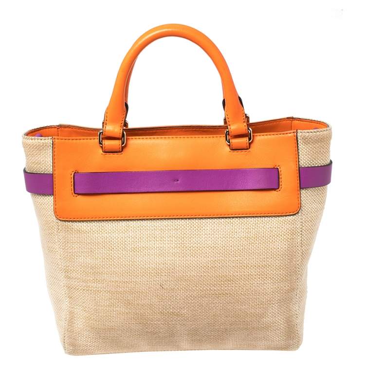 Pre Owned Kate Spade Multicolor Leather And Canvas Bourbon Street Tote