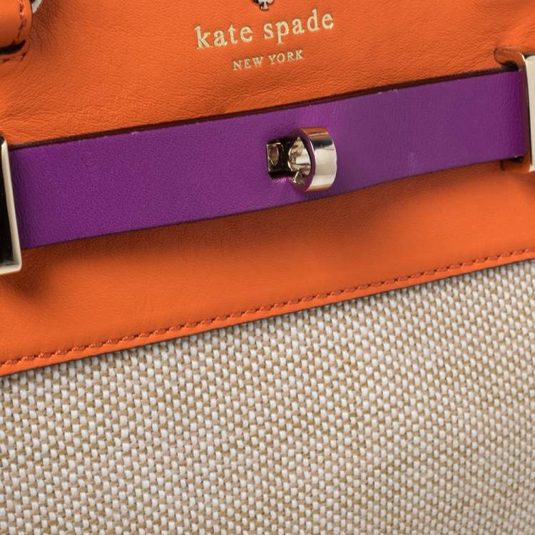 Pre Owned Kate Spade Multicolor Leather And Canvas Bourbon Street Tote