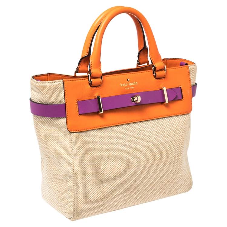 Pre Owned Kate Spade Multicolor Leather And Canvas Bourbon Street Tote