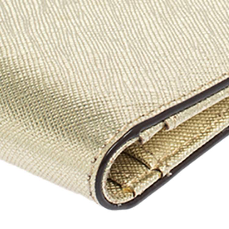 Pre Owned Kate Spade Metallic Gold Leather Long Flap Wallet