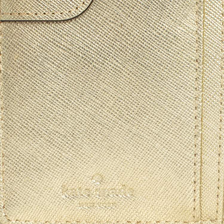 Pre Owned Kate Spade Metallic Gold Leather Long Flap Wallet