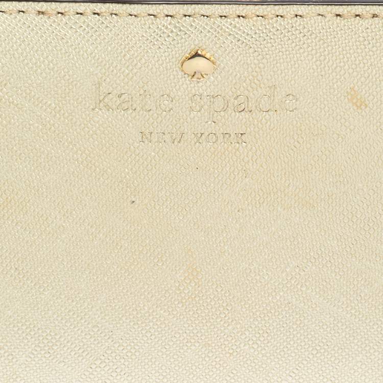 Pre Owned Kate Spade Metallic Gold Leather Long Flap Wallet