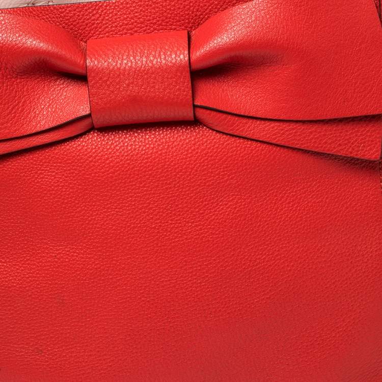 Pre Owned Kate Spade Red Leather Bow Tote