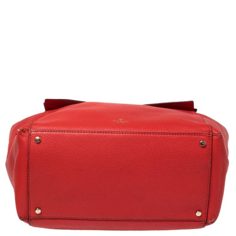 Pre Owned Kate Spade Red Leather Bow Tote