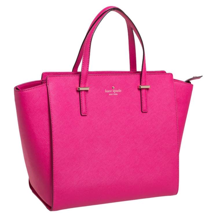 Pre Owned Kate Spade Fuschia Leather Cedar Street Hayden Tote