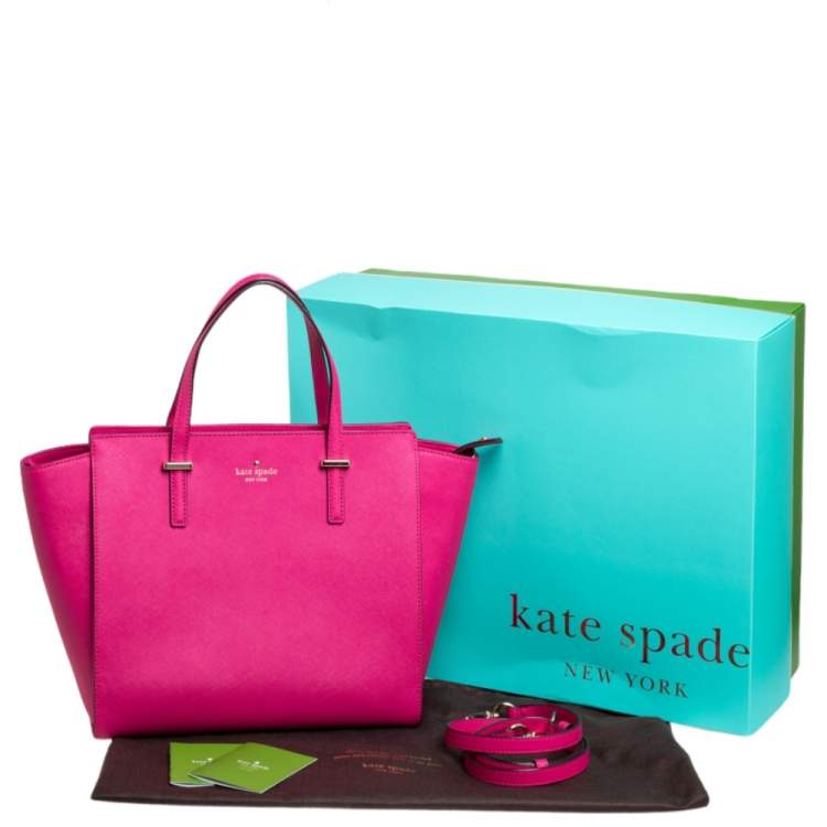 Pre Owned Kate Spade Fuschia Leather Cedar Street Hayden Tote