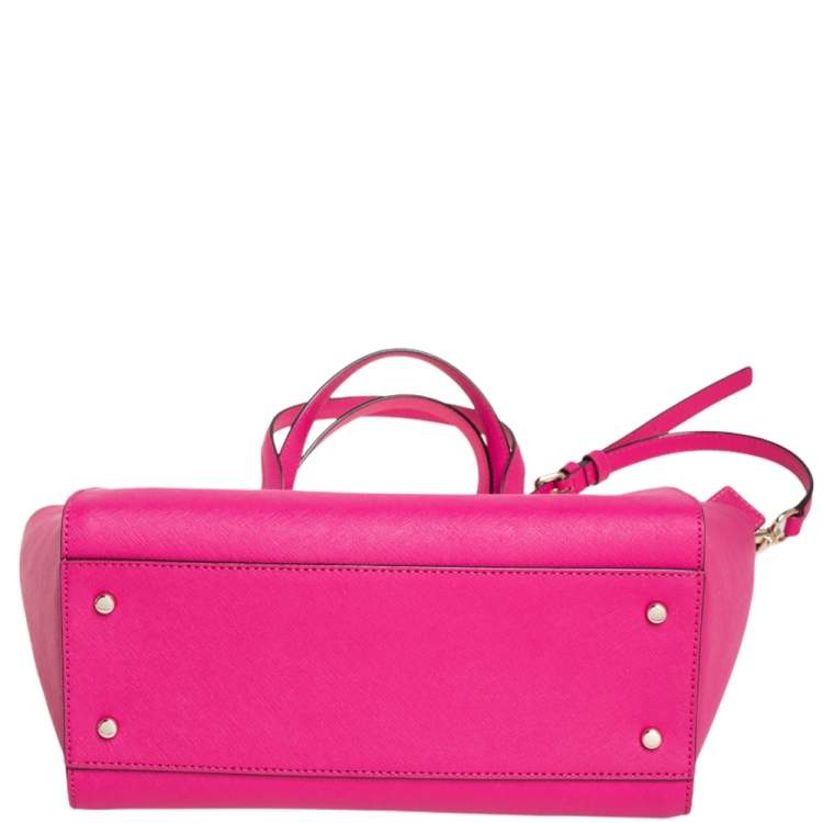 Pre Owned Kate Spade Fuschia Leather Cedar Street Hayden Tote