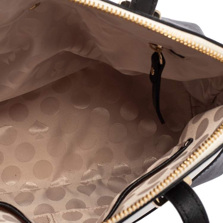 Pre Owned Kate Spade White/Black Saffiano Leather Cedar Street Maise Satchel