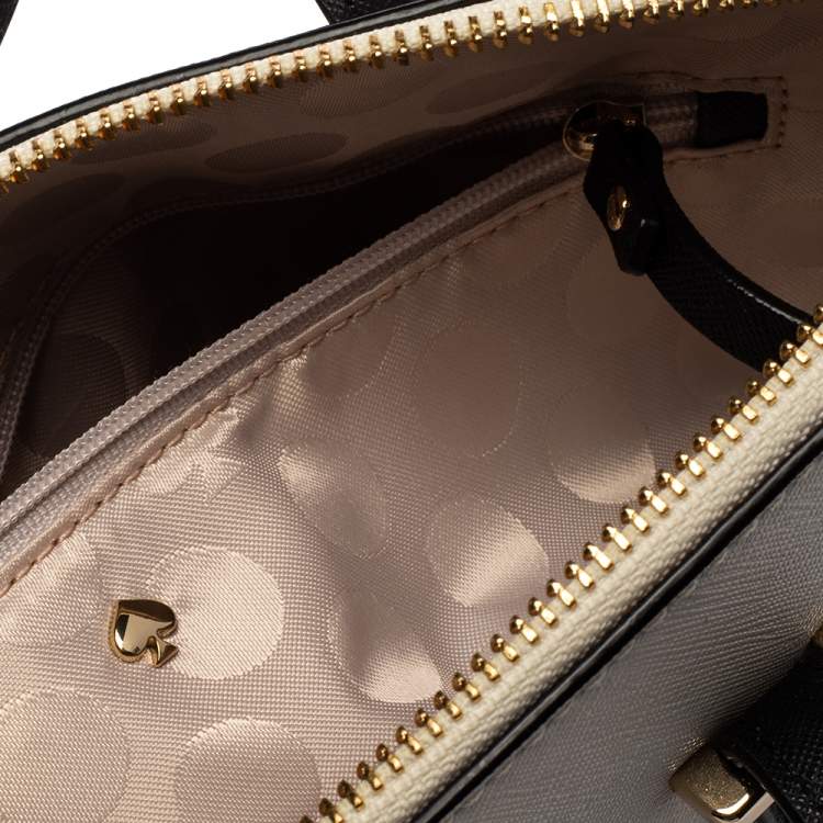 Pre Owned Kate Spade White/Black Saffiano Leather Cedar Street Maise Satchel
