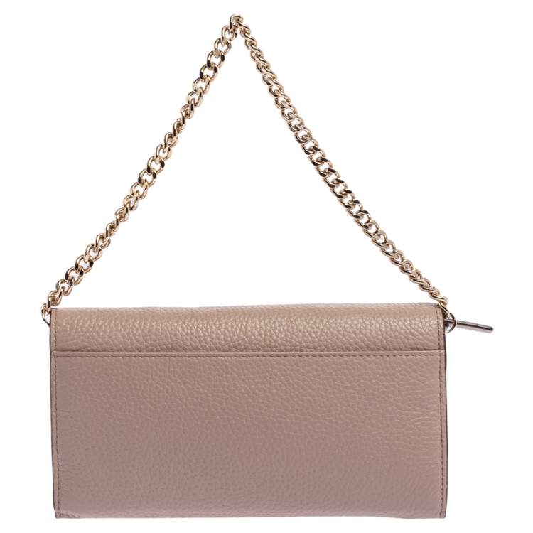Pre Owned Kate Spade Pale Pink Leather Milou Chain Wallet