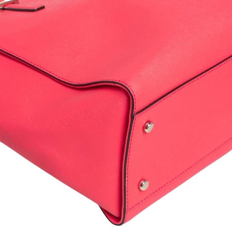 Pre Owned Kate Spade Coral Red Leather Cedar Street Hayden Tote