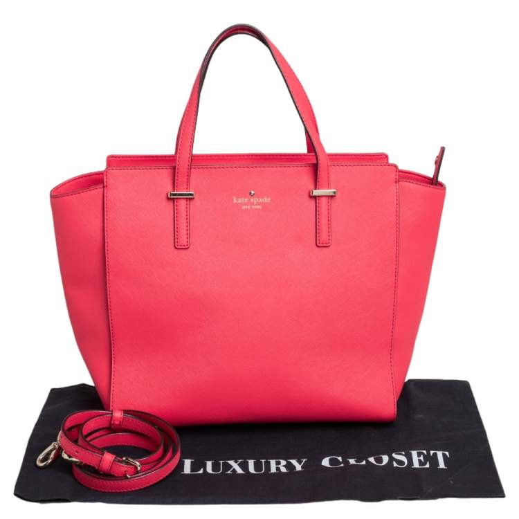 Pre Owned Kate Spade Coral Red Leather Cedar Street Hayden Tote