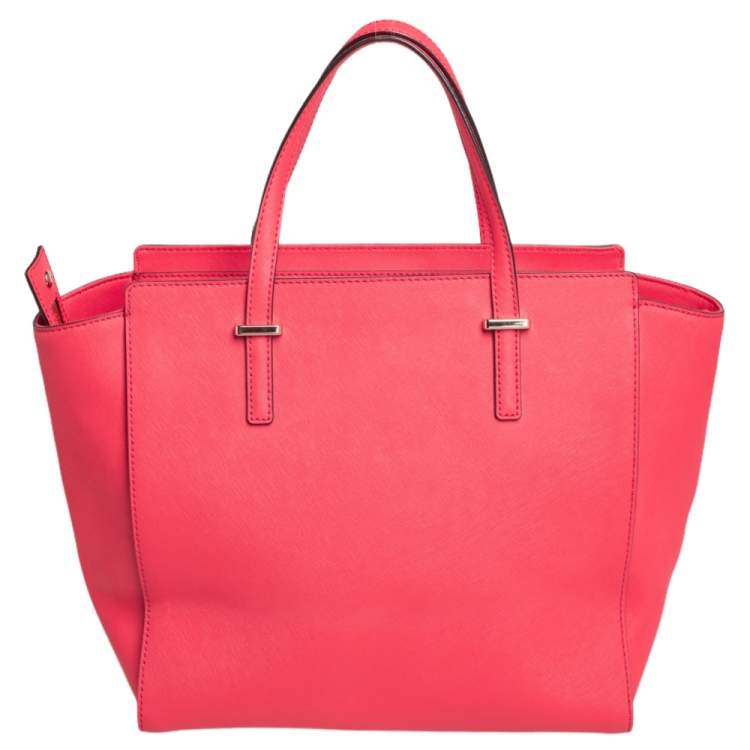 Pre Owned Kate Spade Coral Red Leather Cedar Street Hayden Tote