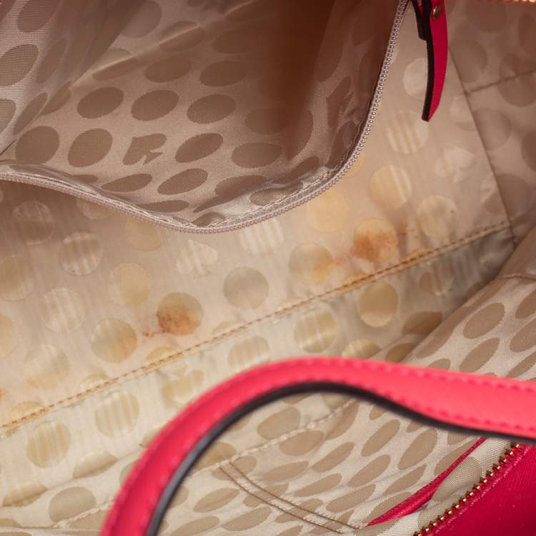 Pre Owned Kate Spade Coral Red Leather Cedar Street Hayden Tote