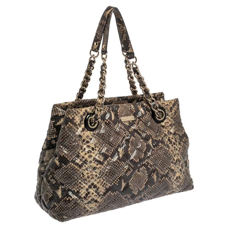 Pre Owned Kate Spade Multicolor Quilted Python Embossed Leather Maryanne Shoulder Bag