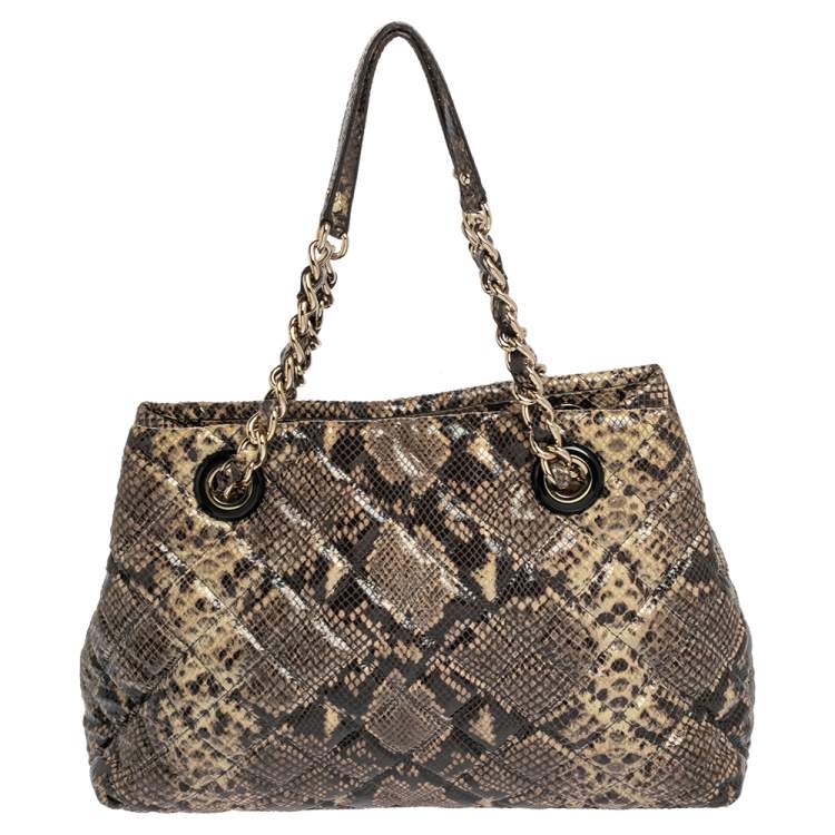 Pre Owned Kate Spade Multicolor Quilted Python Embossed Leather Maryanne Shoulder Bag
