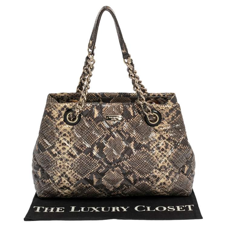 Pre Owned Kate Spade Multicolor Quilted Python Embossed Leather Maryanne Shoulder Bag