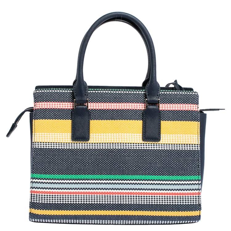 Pre Owned Kate Spade Multicolor Woven Fabric and Leather Cameron Boardwalk Stripe Tote