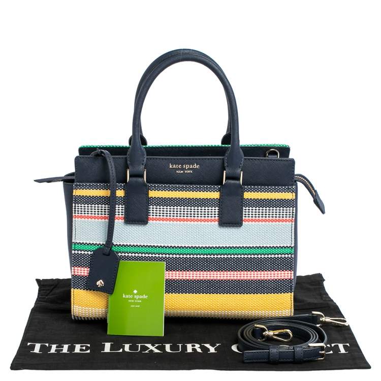 Pre Owned Kate Spade Multicolor Woven Fabric and Leather Cameron Boardwalk Stripe Tote