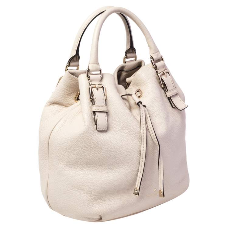 Pre Owned Kate Spade Cream Leather Drawstring Satchel