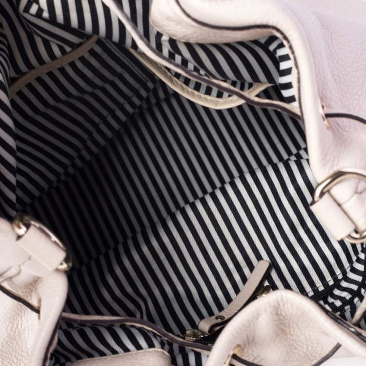 Pre Owned Kate Spade Cream Leather Drawstring Satchel
