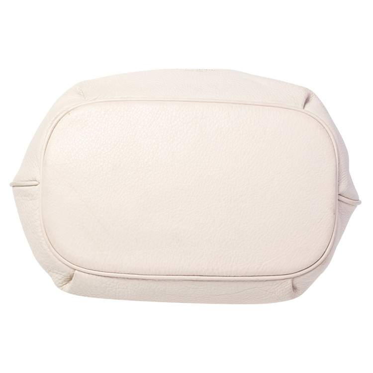 Pre Owned Kate Spade Cream Leather Drawstring Satchel