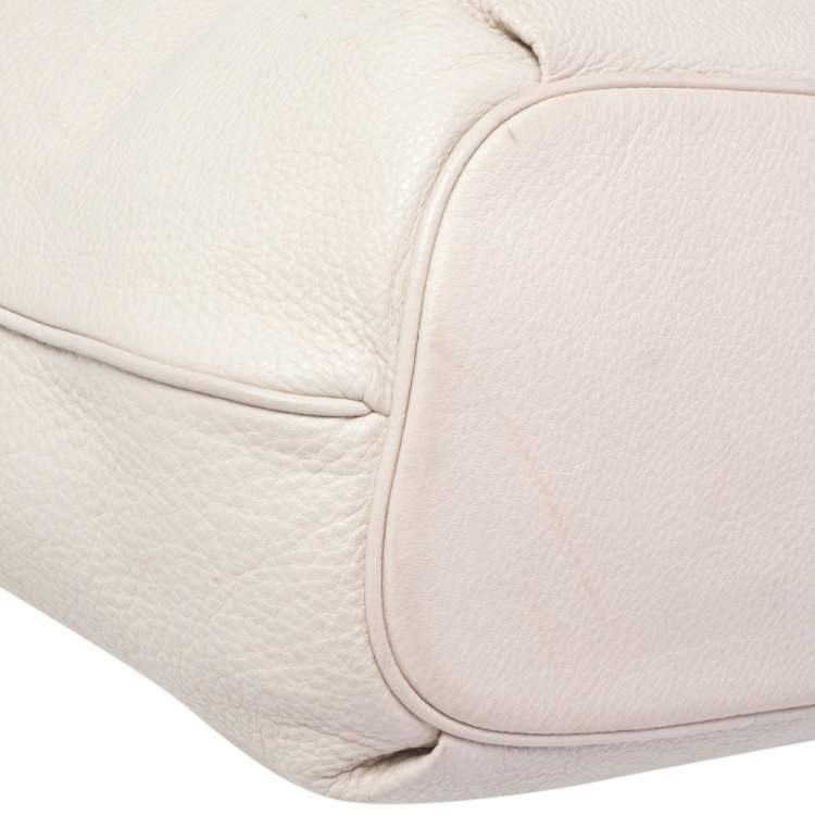 Pre Owned Kate Spade Cream Leather Drawstring Satchel