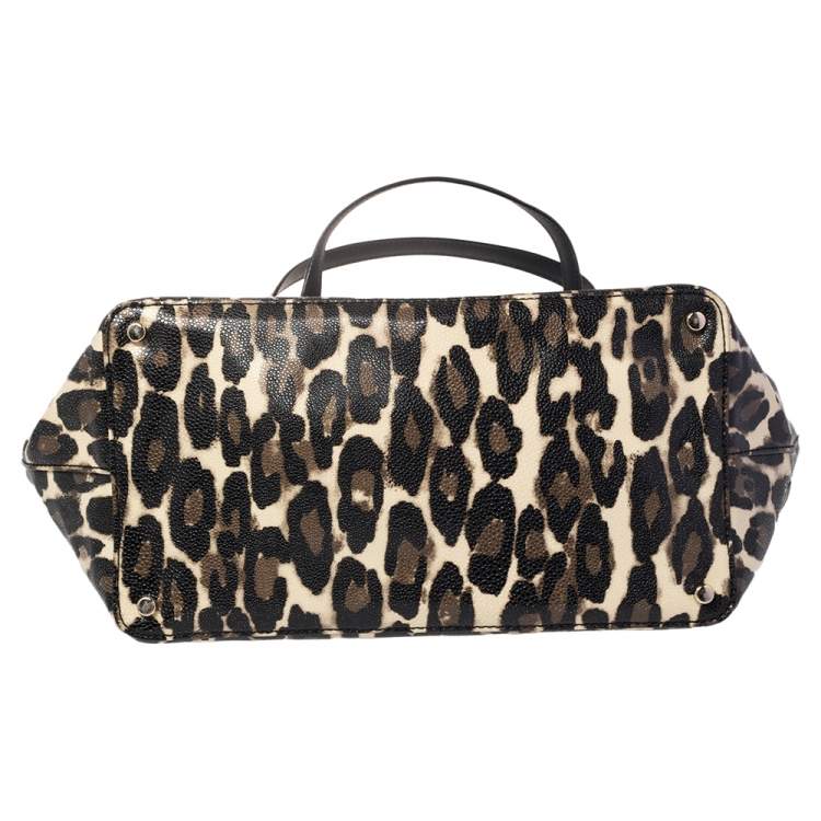 Pre Owned Kate Spade Black Leopard Print Patent Leather Harmony Tote