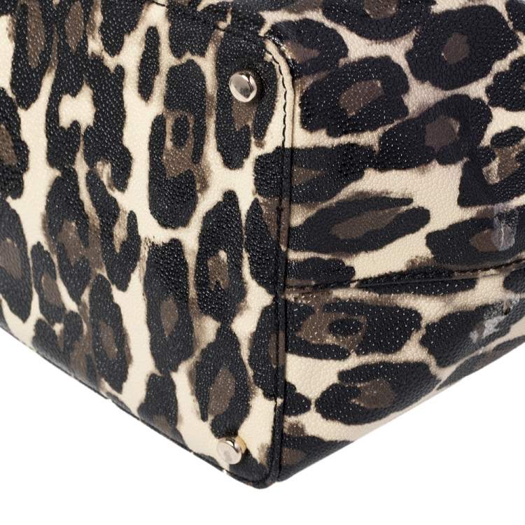 Pre Owned Kate Spade Black Leopard Print Patent Leather Harmony Tote
