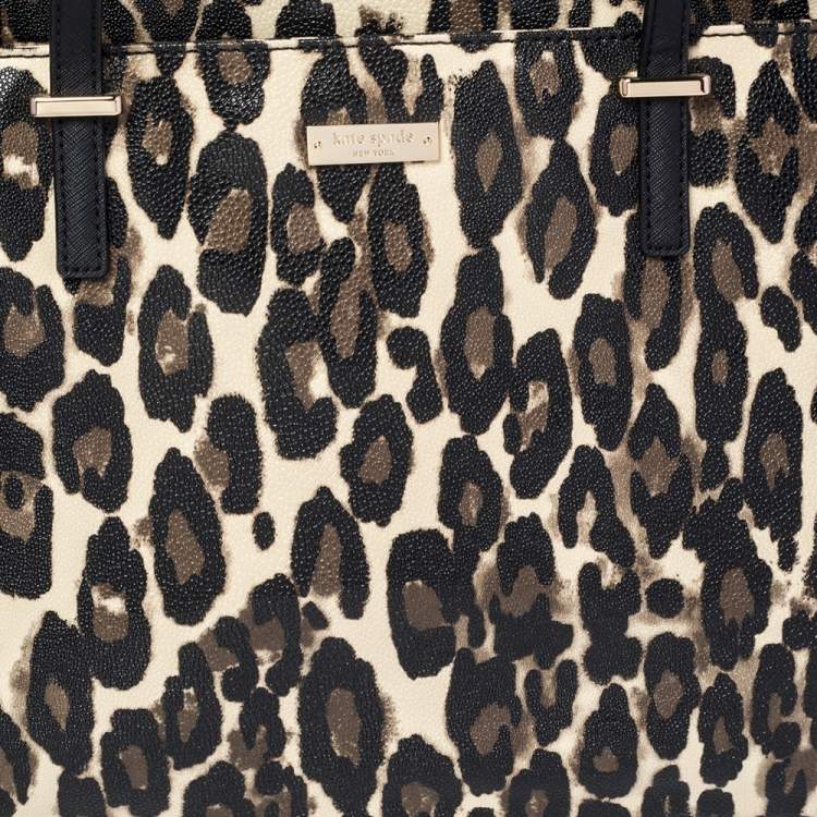 Pre Owned Kate Spade Black Leopard Print Patent Leather Harmony Tote