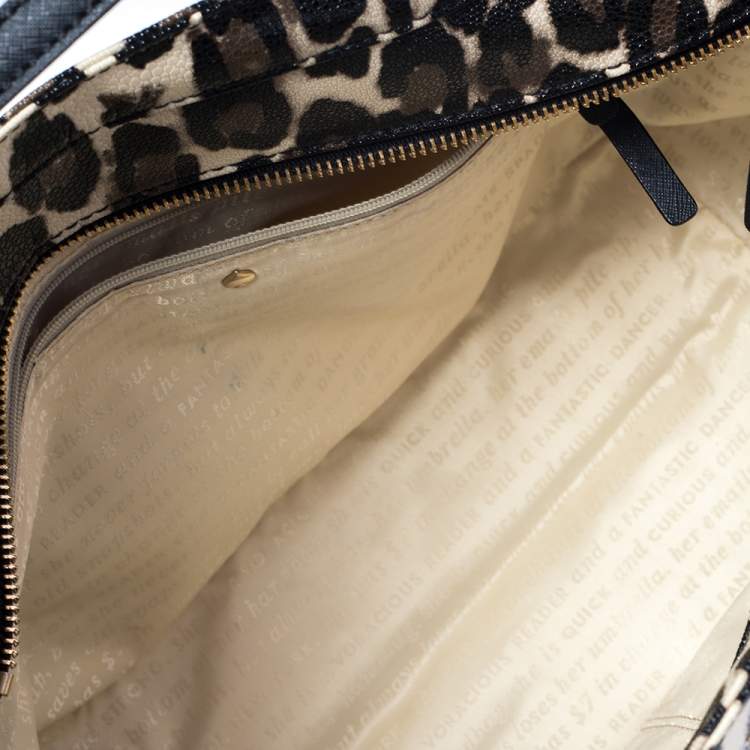 Pre Owned Kate Spade Black Leopard Print Patent Leather Harmony Tote