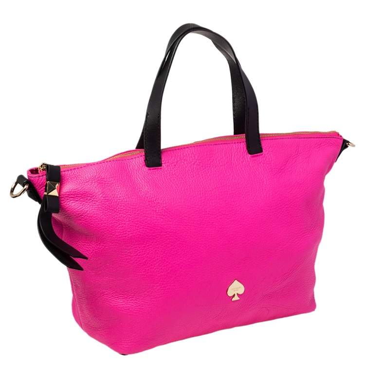 Pre Owned Kate Spade Vivid Pink Leather Leroy Street Linsley Tote