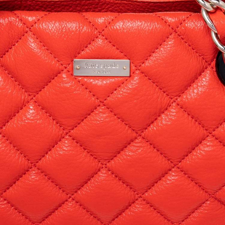 مملوكة مسبقًا Kate Spade Neon Orange Quilted Leather Gold Coast Maryanne Shoulder Bag