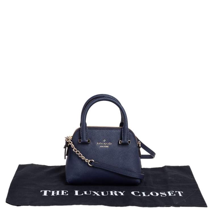 Pre Owned Kate Spade Navy Blue Leather Cedar Street Mini Maise Satchel