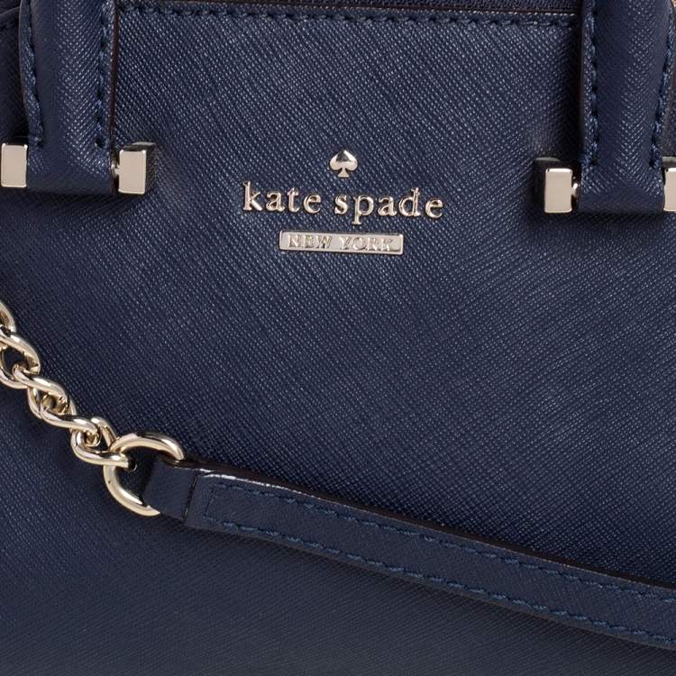 Pre Owned Kate Spade Navy Blue Leather Cedar Street Mini Maise Satchel
