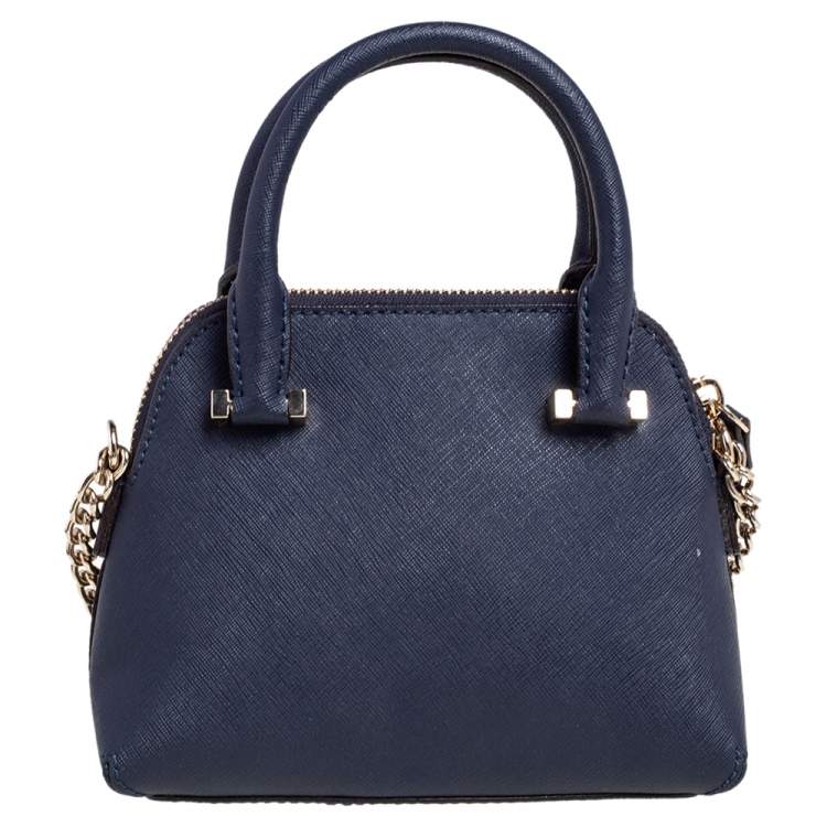 Pre Owned Kate Spade Navy Blue Leather Cedar Street Mini Maise Satchel
