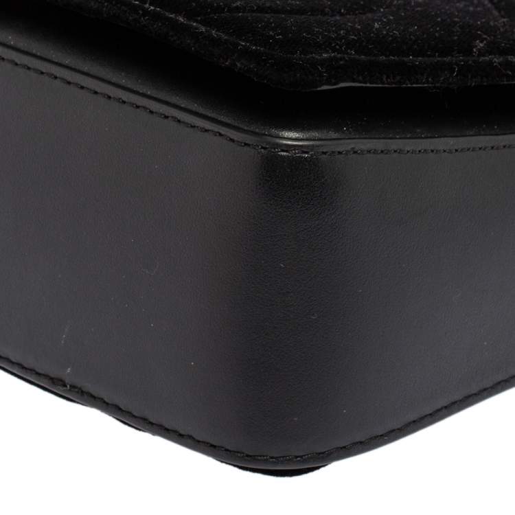 Pre Owned Kate Spade Black Velvet and Leather Amelia Twist Lock Shoulder Bag