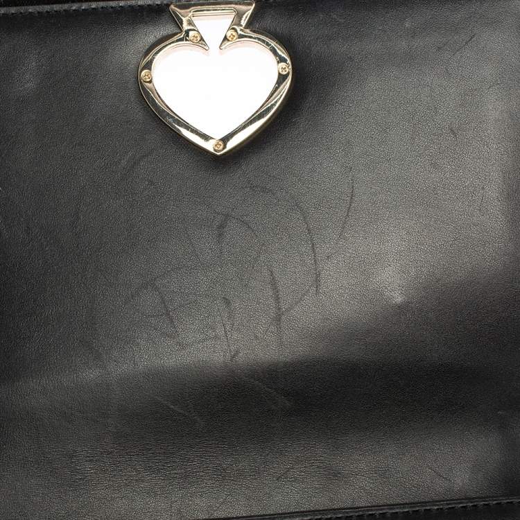 Pre Owned Kate Spade Black Velvet and Leather Amelia Twist Lock Shoulder Bag