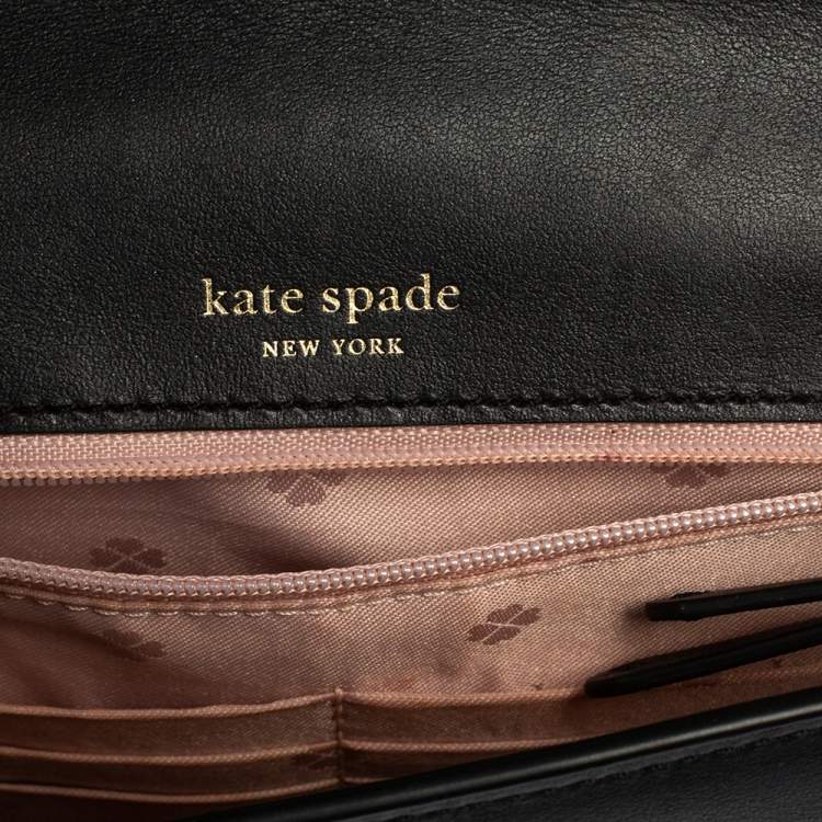 Pre Owned Kate Spade Black Velvet and Leather Amelia Twist Lock Shoulder Bag