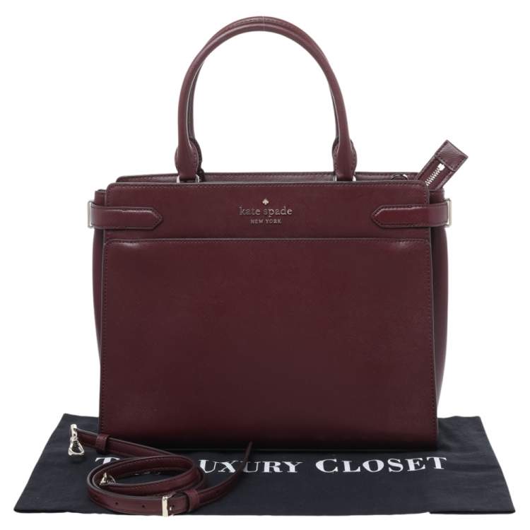 Pre Owned Kate Spade Burgundy Leather Large Staci Satchel