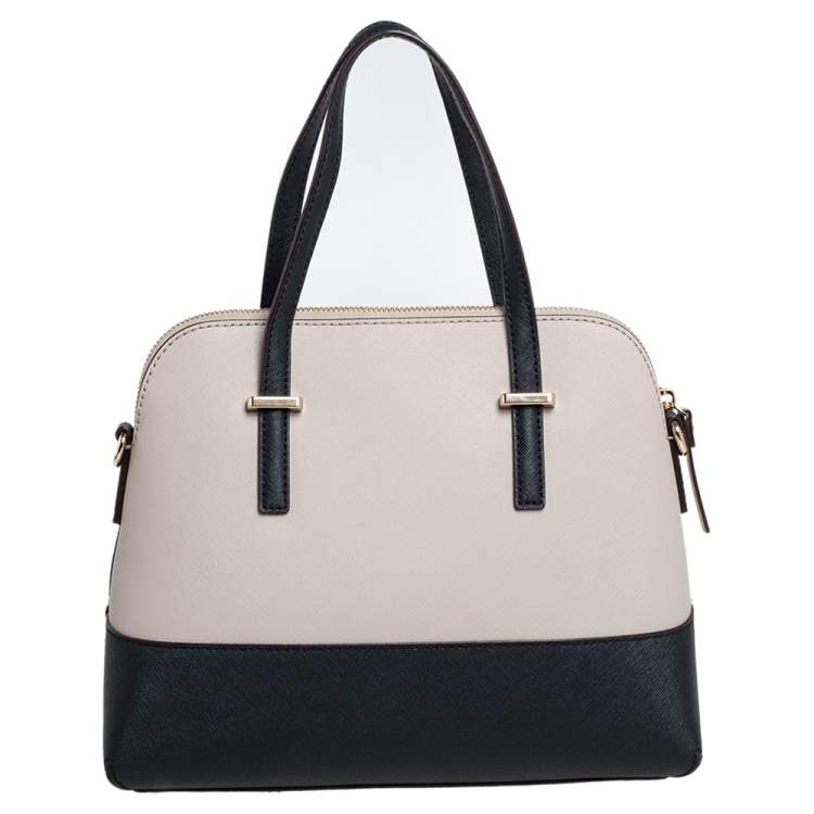 Pre Owned Kate Spade Grey/Black Saffiano Leather Cedar Street Maise Satchel