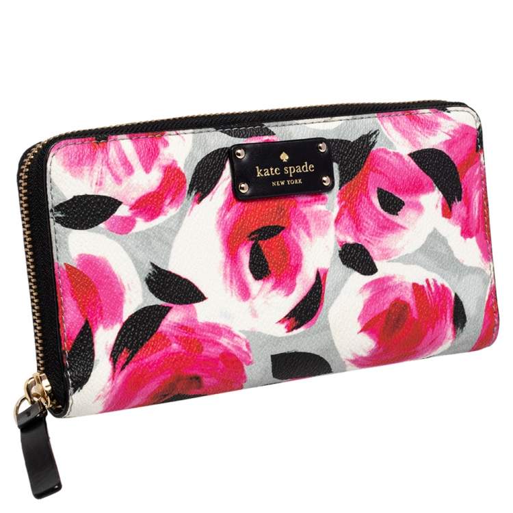 Pre Owned Kate Spade Multicolor Coated Canvas Zip Around Wallet