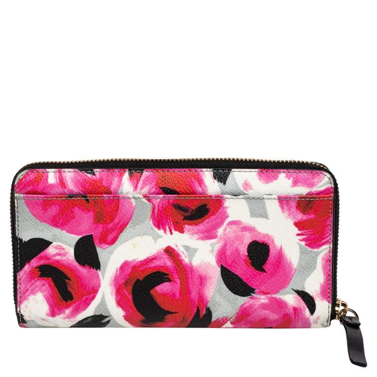 Pre Owned Kate Spade Multicolor Coated Canvas Zip Around Wallet