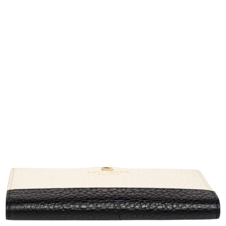 Pre Owned Kate Spade Off White/Black Leather Spencer Bifold Wallet