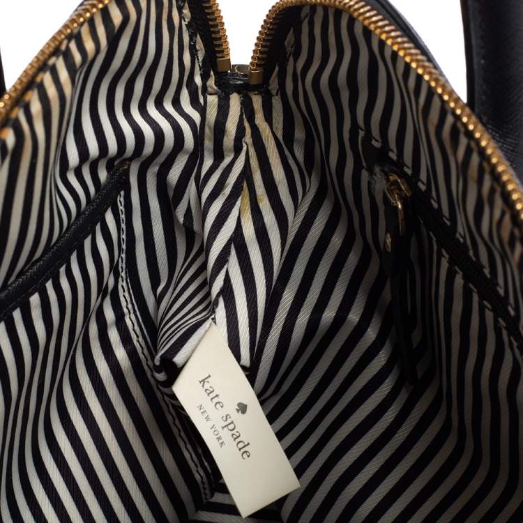 مملوكة مسبقًا Kate Spade Grey/Black Leather and Wool Satchel