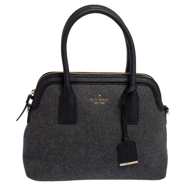 مملوكة مسبقًا Kate Spade Grey/Black Leather and Wool Satchel