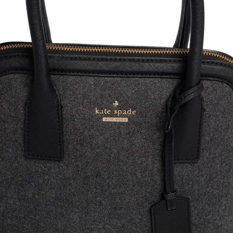 مملوكة مسبقًا Kate Spade Grey/Black Leather and Wool Satchel