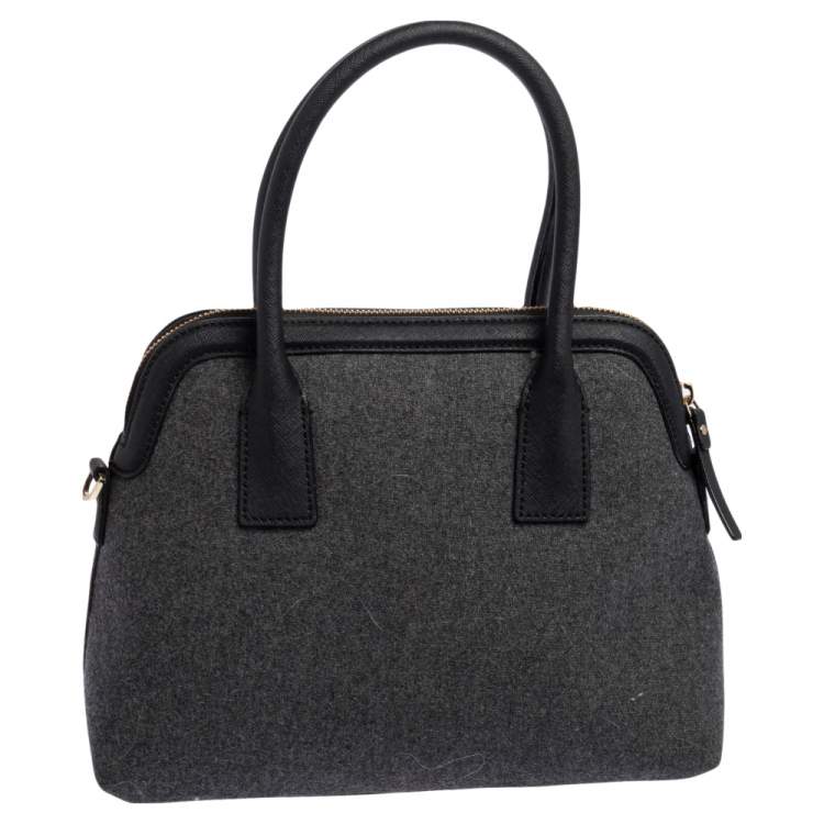 مملوكة مسبقًا Kate Spade Grey/Black Leather and Wool Satchel