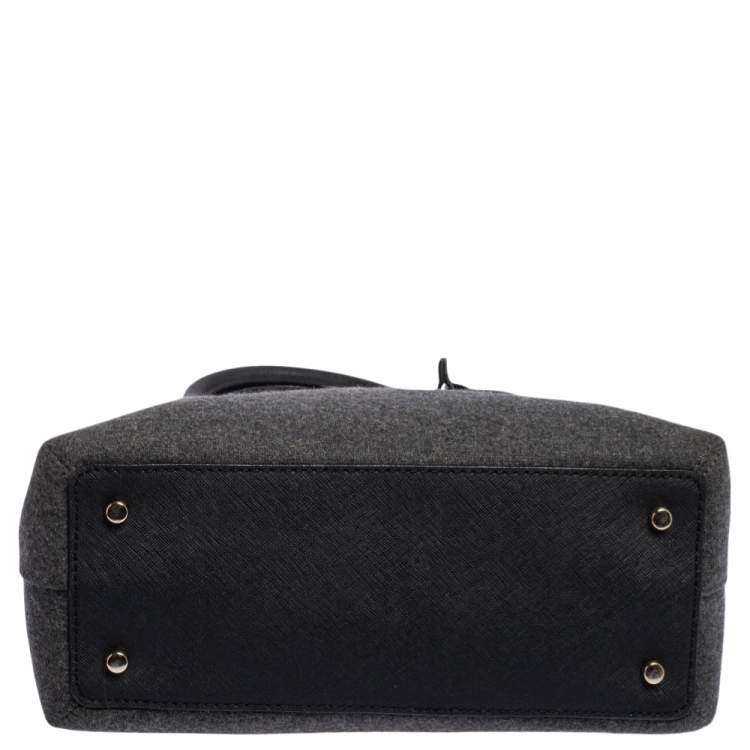 مملوكة مسبقًا Kate Spade Grey/Black Leather and Wool Satchel