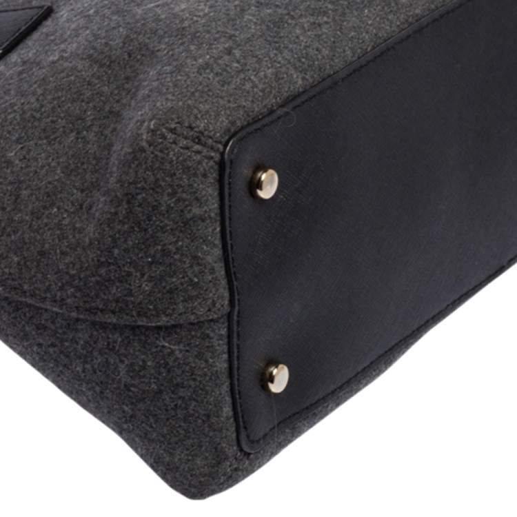 مملوكة مسبقًا Kate Spade Grey/Black Leather and Wool Satchel
